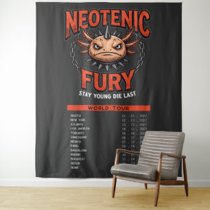 Vintage 90s Heavy Metal Axolotl Band Tour Parody Tapestry