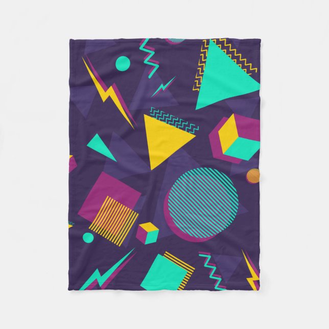 Vintage 90s Memphis-Style Pattern Fleece Blanket (Front)