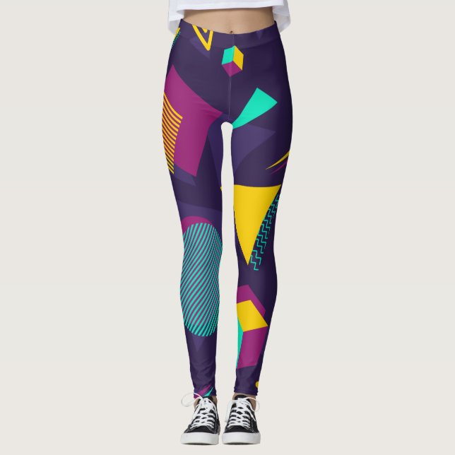 Vintage 90s Memphis-Style Pattern Leggings (Front)