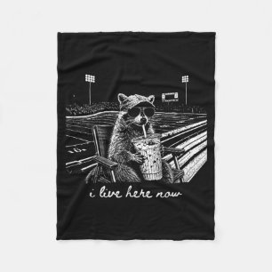 Vintage 90s Racoon Football Field Live Here Game Fleece Blanket