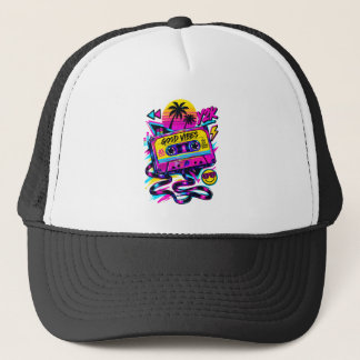 Vintage 90s Retro Cassette Neon Cyberpunk Trucker Hat