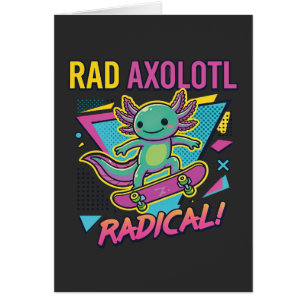 Vintage 90s style Axolotl Skateboard Rad neon