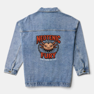 Vintage 90s style Axolotl Skateboard Rad neon Denim Jacket