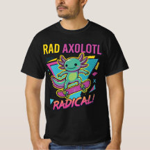 Vintage 90s style Axolotl Skateboard Rad neon