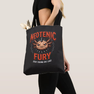 Vintage 90s style Axolotl Skateboard Rad neon Tote Bag