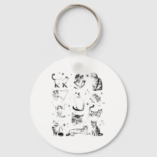 Vintage 90s Tattoo Cat _1 Key Ring