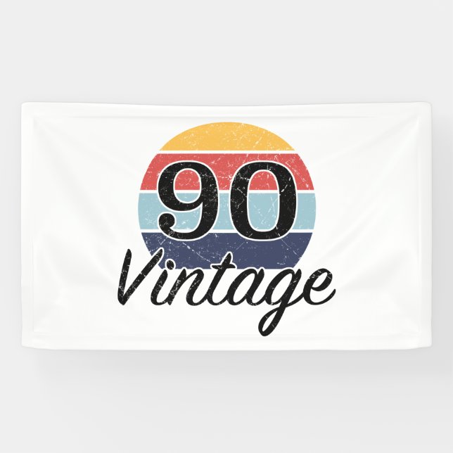 Vintage 90th Birthday Sunset Banner (Horizontal)