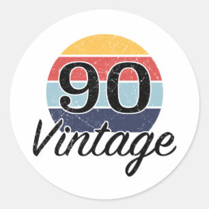 Vintage 90th Birthday Sunset Classic Round Sticker