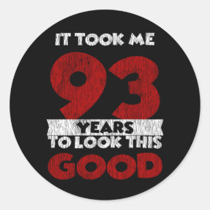 Vintage 93 Years Old Funny 93rd Birthday Gift Classic Round Sticker