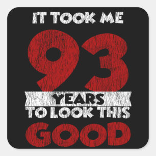 Vintage 93 Years Old Funny 93rd Birthday Gift Square Sticker