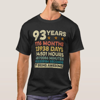 Vintage 93rd Birthday Gift 93 Years Old 1116 Month T-Shirt