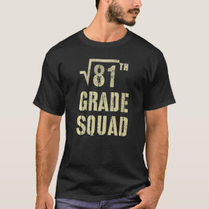 Vintage 9th Grade Squad Square Root 81 Vibes Hello T-Shirt