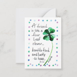 Vintage A Friend Is Like a Four Leaf Clover text Card