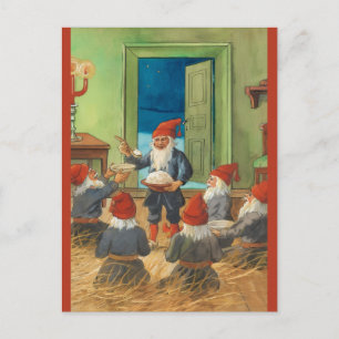 Vintage A Gathering of Gnomes Christmas Postcard