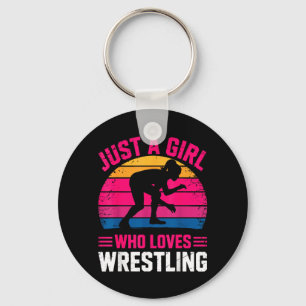 Vintage a Girl Who Loves Wrestling Wrestler Key Ring