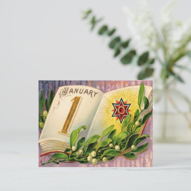 Vintage A Glad New Year Card (Standing Front)