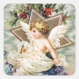 Vintage A Joyous Christmastide (1908) Painting Square Sticker
