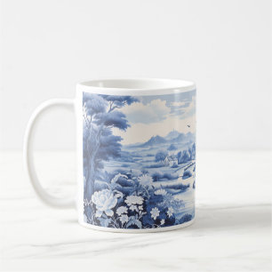 Vintage A Landscape In White And Blue Coffee Mug