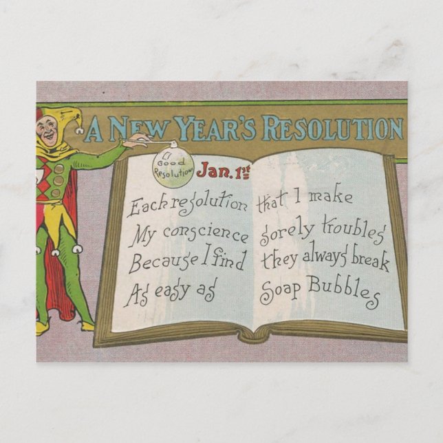 Vintage : A new year's resolution - Holiday Postcard (Front)