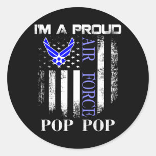 Vintage A Proud Air Force Pop Pop With Aamerican Classic Round Sticker