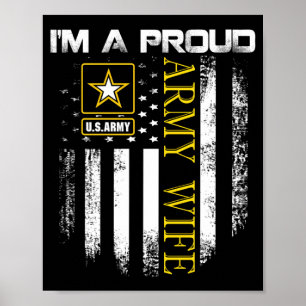 Vintage A Proud Army Wife With Aamerican Flag Gift Poster