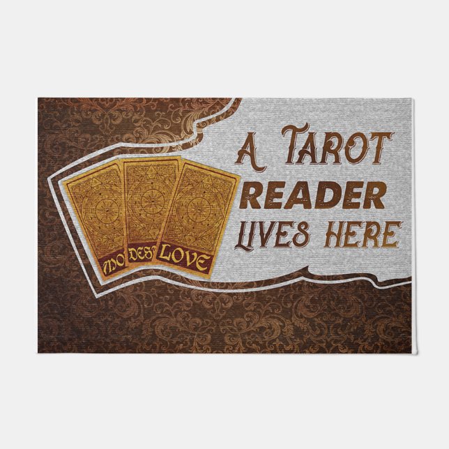 Vintage A Tarot Reader Lives Here Doormat (Front)