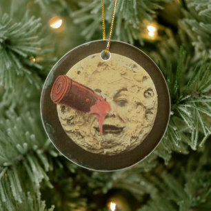 Vintage A Trip to the Moon Silent Movie Ceramic Ornament