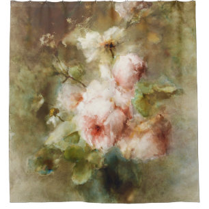 Vintage A vase with Roses Margaretha Roosenboom Shower Curtain
