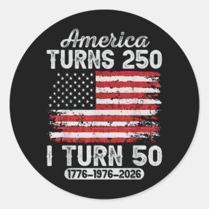 Vintage Aamerica Turns 250 Turn 50 Patriotic 50th Classic Round Sticker