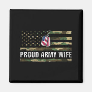 Vintage Aamerican Flag Proud Army Wife Veteran Day Magnet