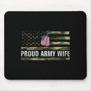 Vintage Aamerican Flag Proud Army Wife Veteran Day Mouse Pad