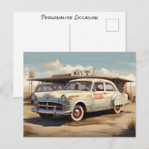 Vintage Abandoned Automobile Drive In Restaurant  Postcard