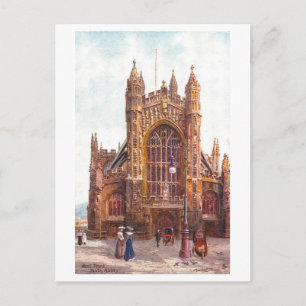 Vintage Abbey in Bath, England, Travel Postcard