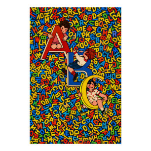 Vintage ABC Children’s Alphabet Illustration Poster