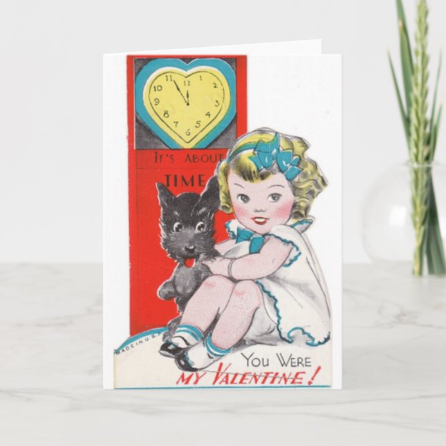 Vintage About Time Valentine's Day Card (Front)