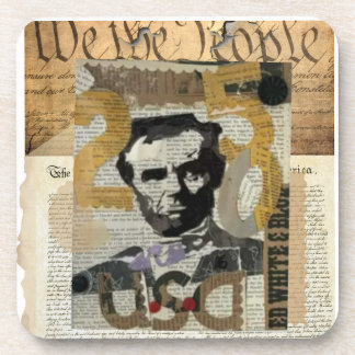 Vintage Abraham Lincoln Collage rustic coasters