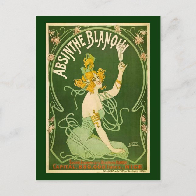 Vintage Absinthe Blanqui Advertisement Postcard (Front)