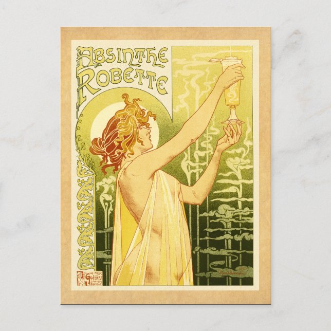 Vintage Absinthe Poster Art Postcard (Front)