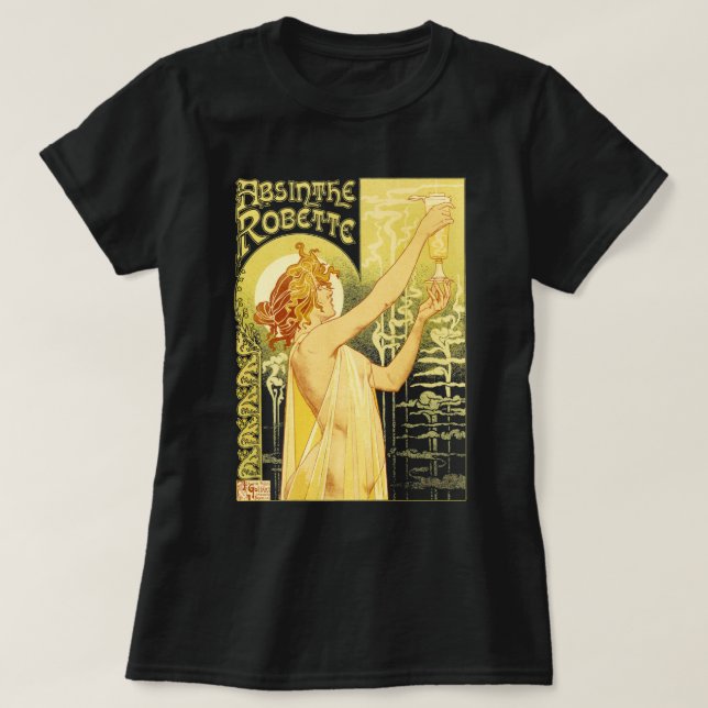 Vintage Absinthe Poster Art T-Shirt (Design Front)