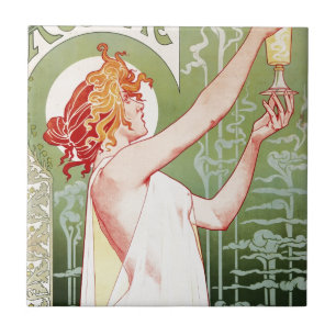 Vintage Absinthe Robette Ad Art Nouveau Ceramic Tile