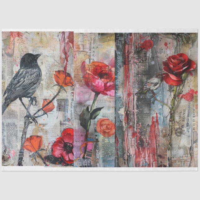 Vintage Abstract Art Collage Decoupage Tissue Paper (Front)