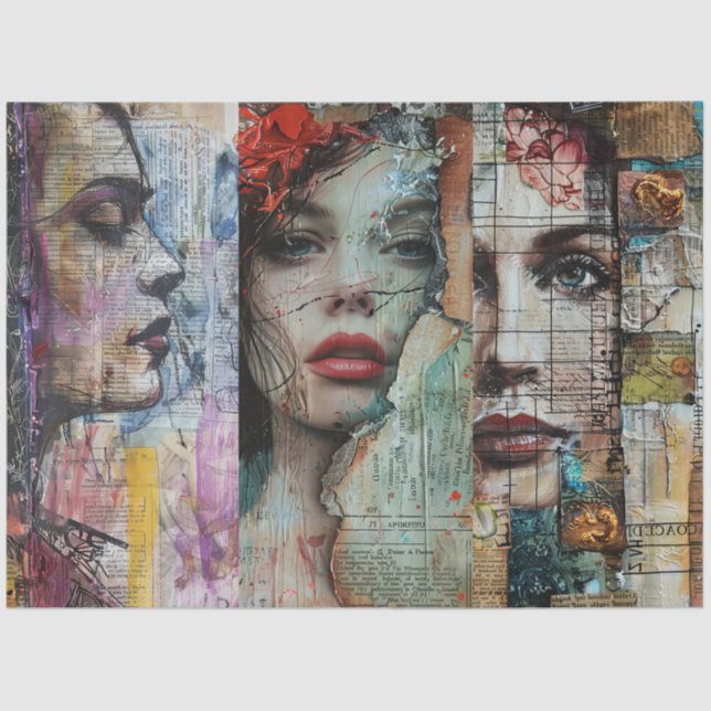 Vintage Abstract Art Collage Decoupage Tissue Paper (Front)