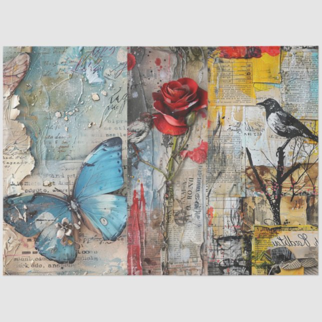 Vintage Abstract Art Collage Decoupage Tissue Paper (Front)