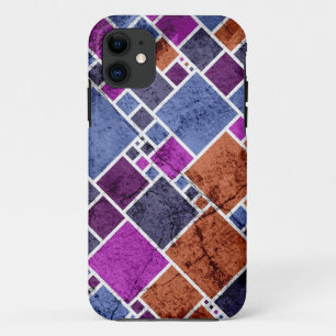 Vintage Abstract Art   Retro Squares Cracked Wall iPhone 11 Case