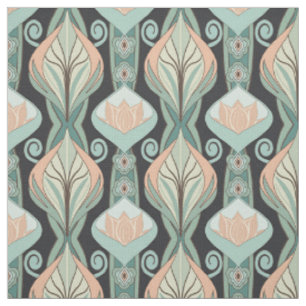Vintage Abstract Botanical Art Nouveau Pattern Fabric