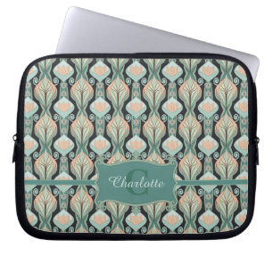 Vintage Abstract Botanical Monogram Floral Pattern Laptop Sleeve