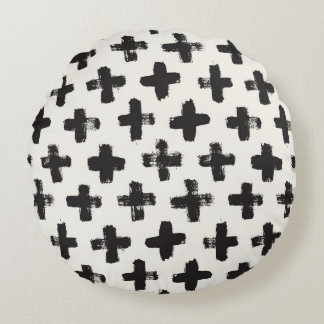 Vintage Abstract Brush Strokes Background Round Cushion