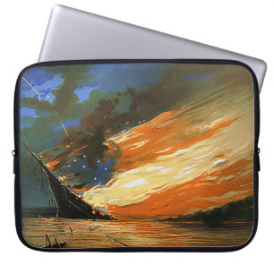 Vintage Abstract Burning Ship Laptop Sleeve