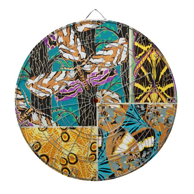 Vintage Abstract Butterflies Bugs Art Deco Dartboard (Front)