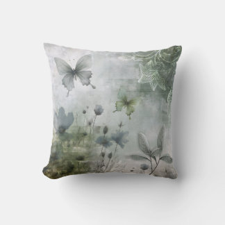 Vintage Abstract Butterflies Flowers Design 401 Cushion